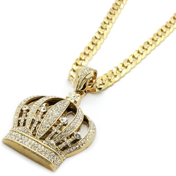 Gold Crown 30" Cuban Chain + Pendant